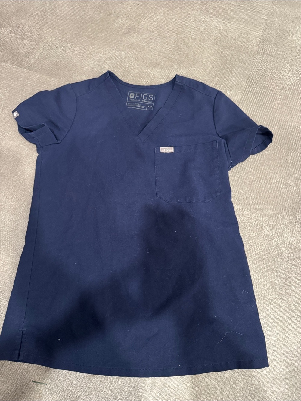 Figs Navy V-Neck Extra Extra Small Short Sleeve Scrub Top